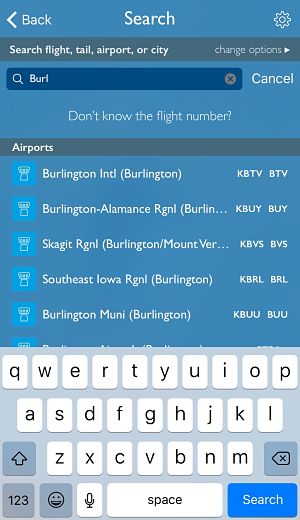 FlightAware search